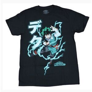 My Hero Academia Mens T-Shirt Deku Electric Charged Kanji Attack